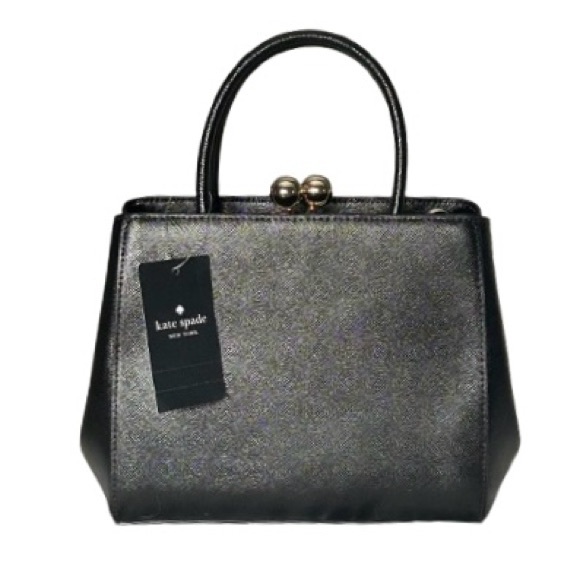 NWT KATE SPADE NEW YORK AMOUR Mini Frame Leather Satchel, Gold Accents, Black - Picture 3 of 8